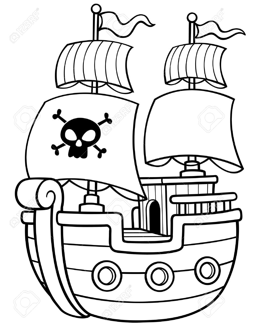 Vector illustration of pirate ship coloring book royalty free svg cliparts vectors and stock illustration image