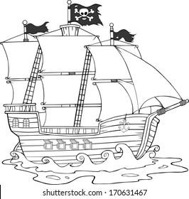 Pirate ship line art images stock photos d objects vectors