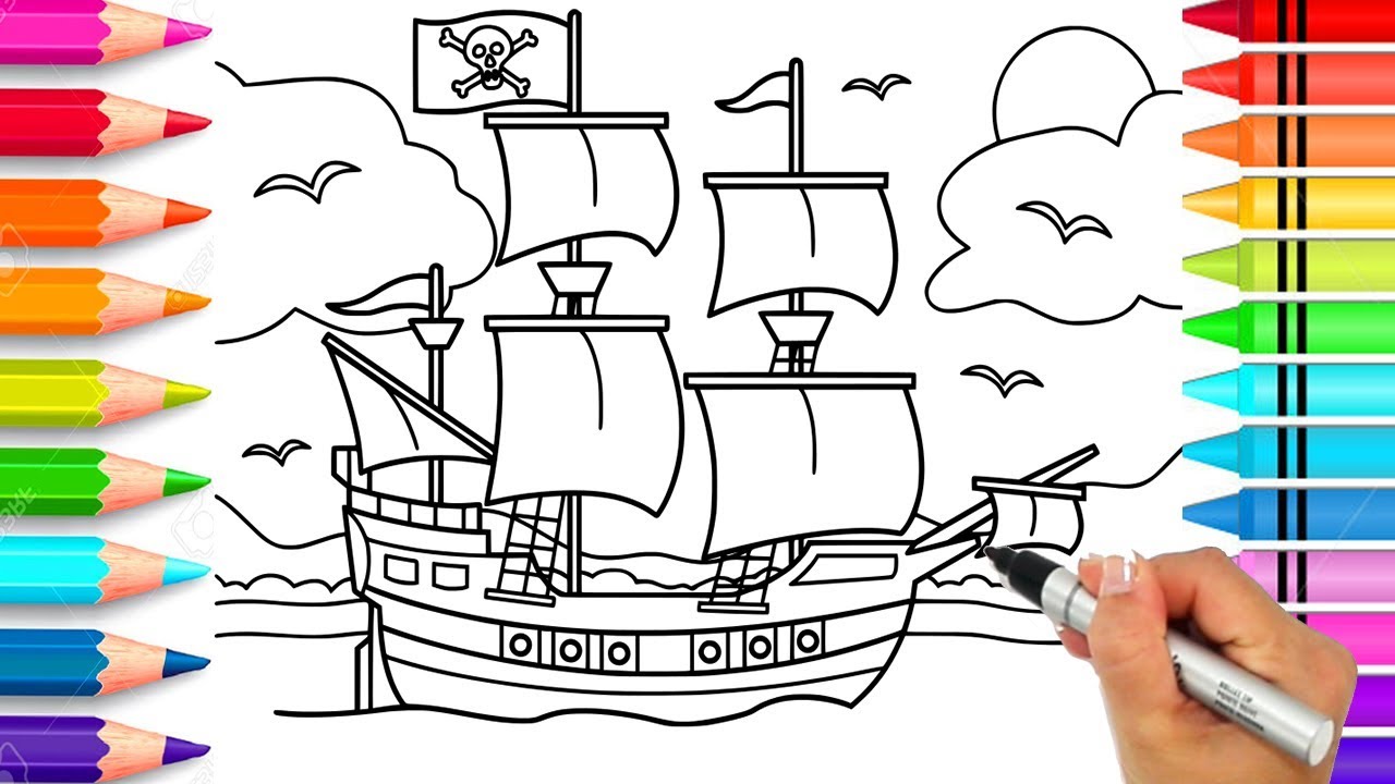 Pirate ship coloring page pirate coloring book printable pirate ship pdf for kids