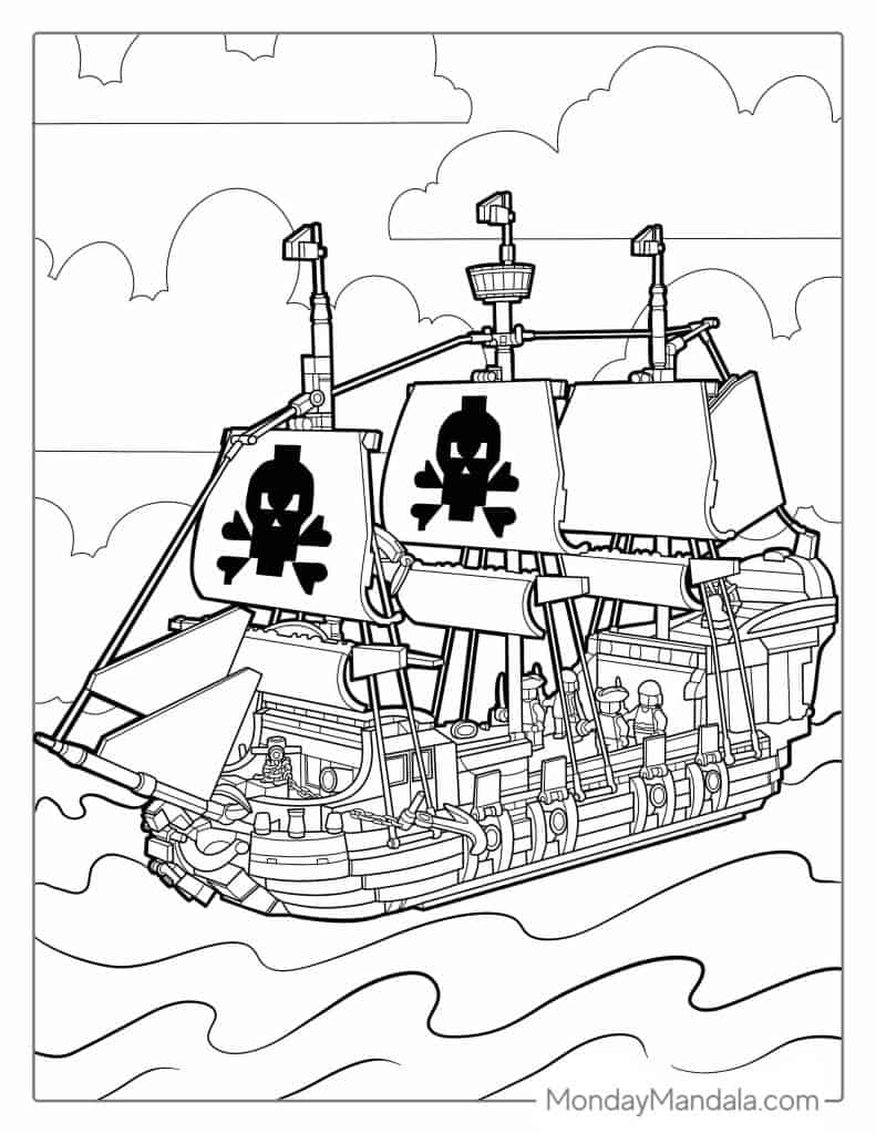 Pirate ship coloring pages free pdf printables