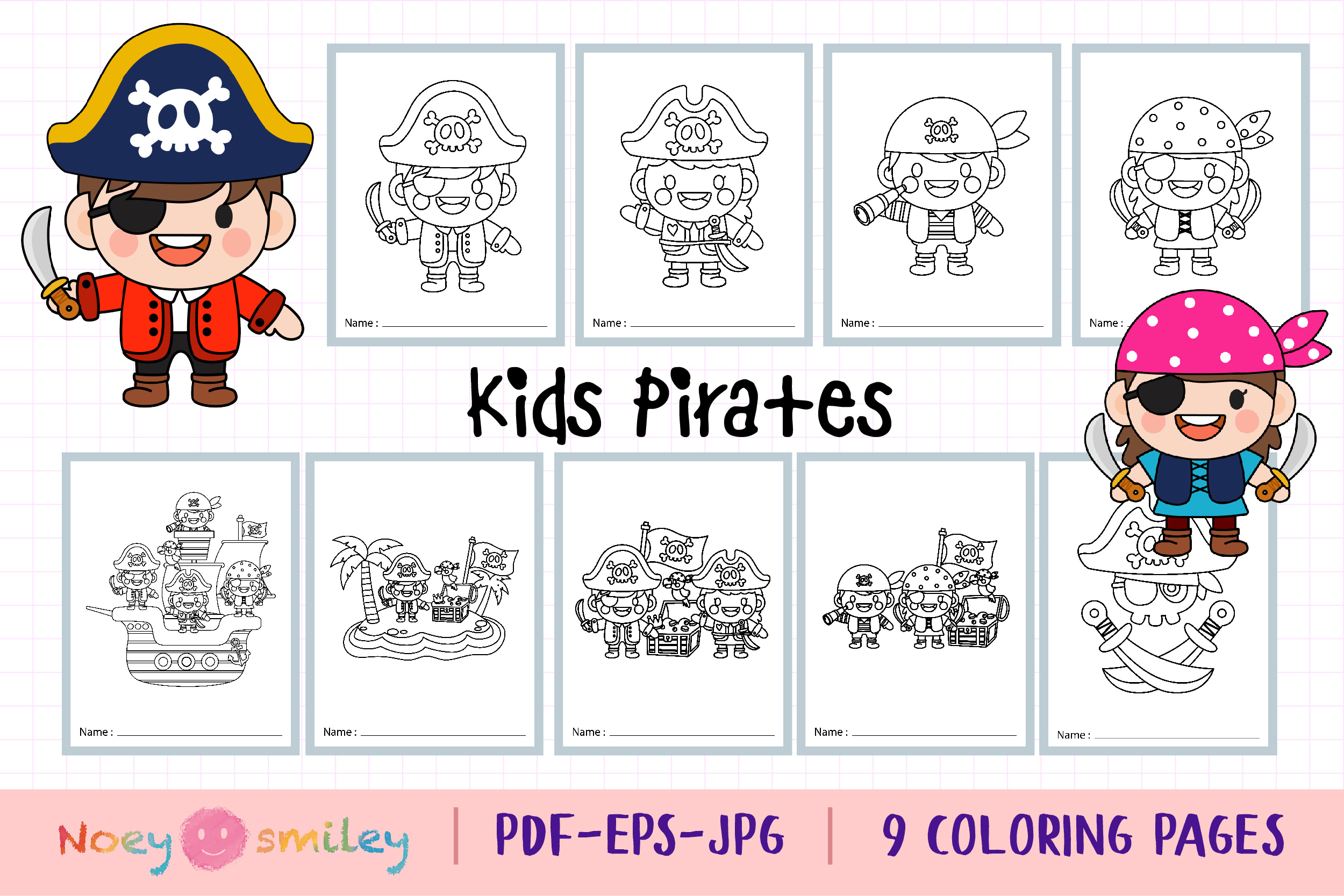 Printable kids pirate captain and sailor coloring pages