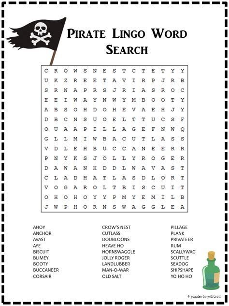 Free printable pirate word search pirate words paper games for kids pirates