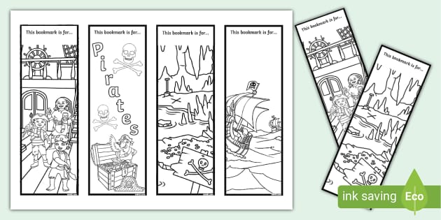 Pirates colouring bookmarks teacher