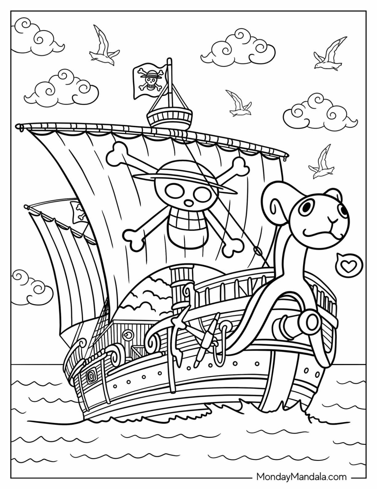 One piece coloring pages free pdf printables