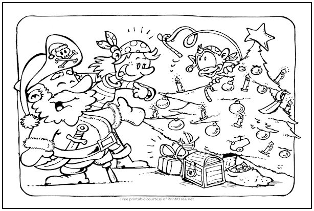 Pirate christmas coloring page print it free