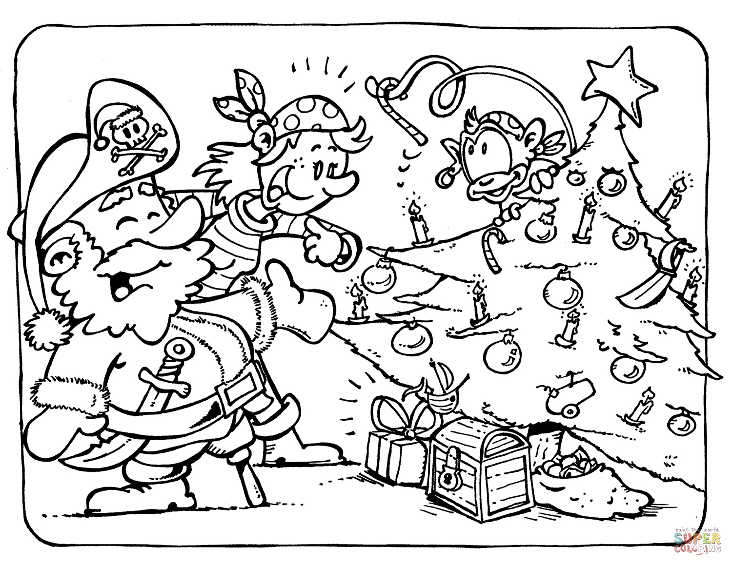 Pirates celebrate christmas coloring page free printable coloring pages