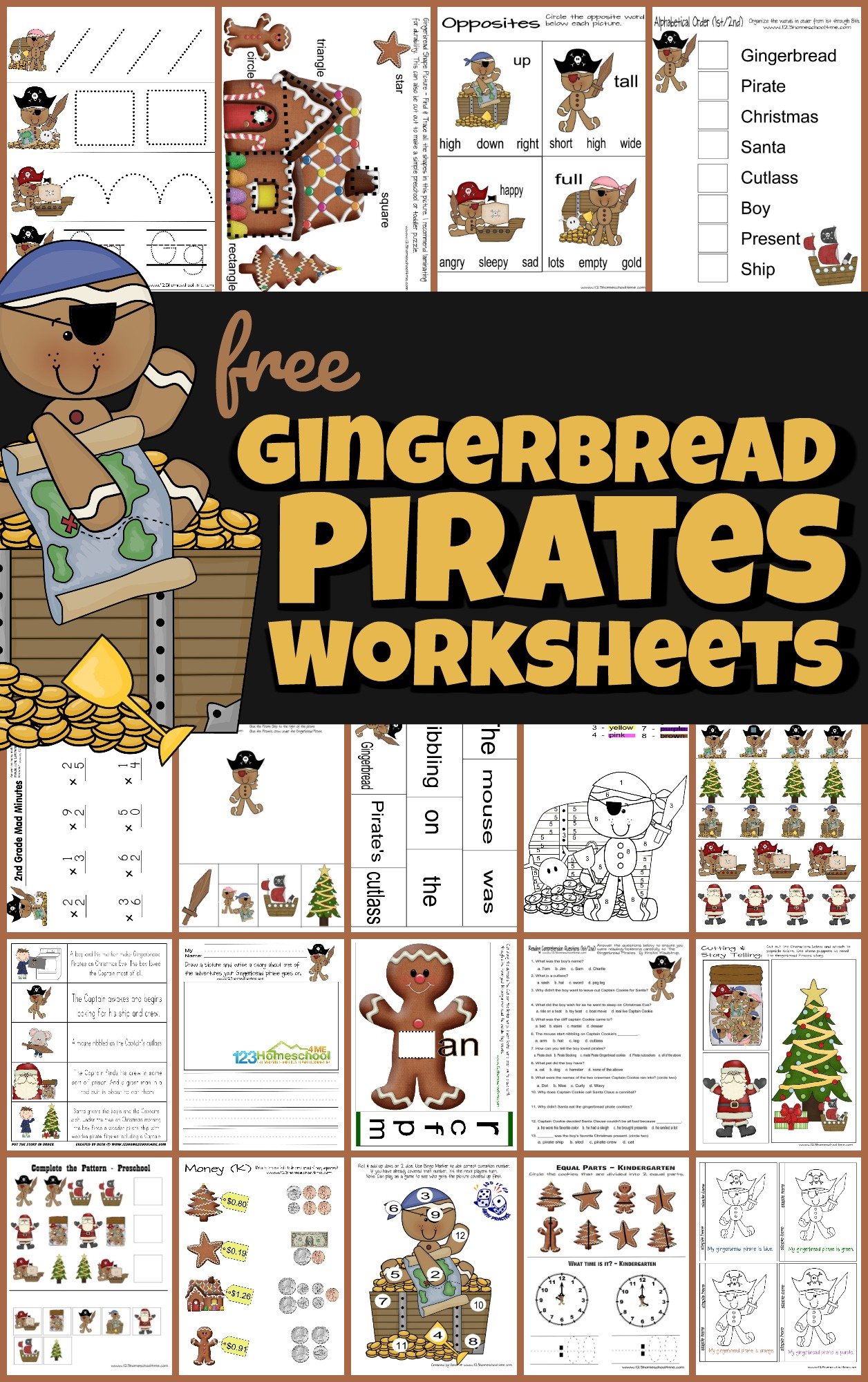 Ð free gingerbread pirates christmas worksheets