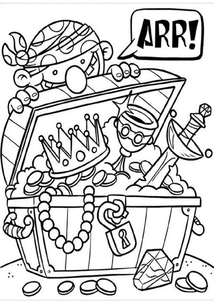 Free easy to print pirate coloring pages