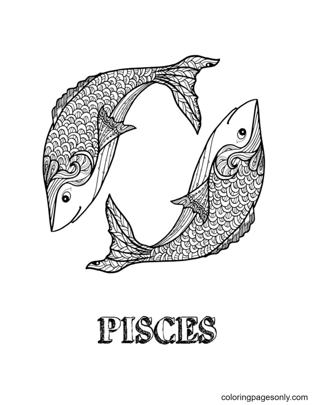 Pisces coloring pages printable for free download