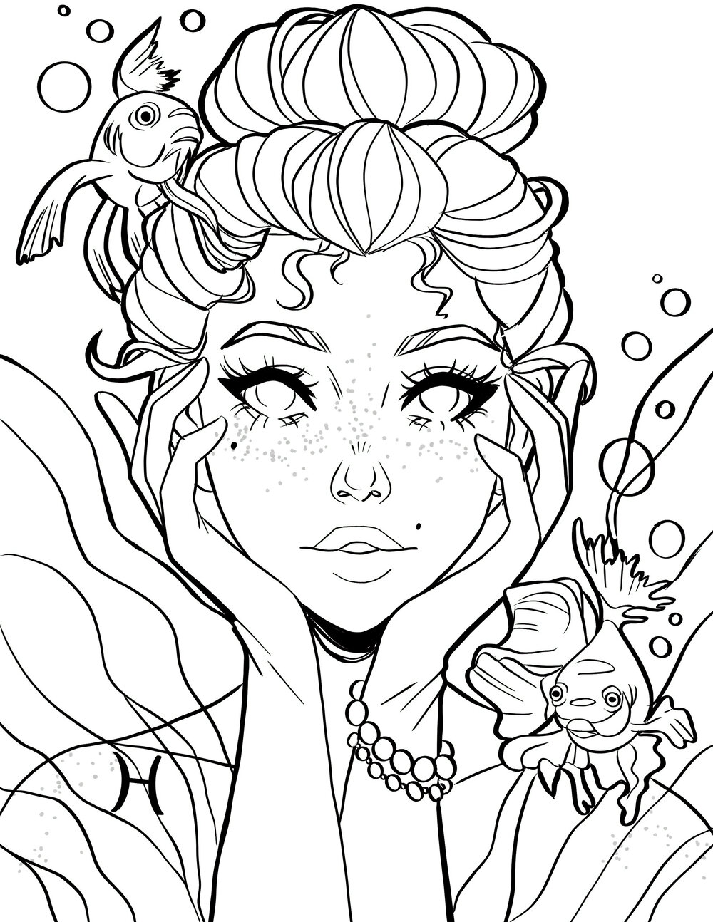 Pisces colouring page â sterling dawn art design