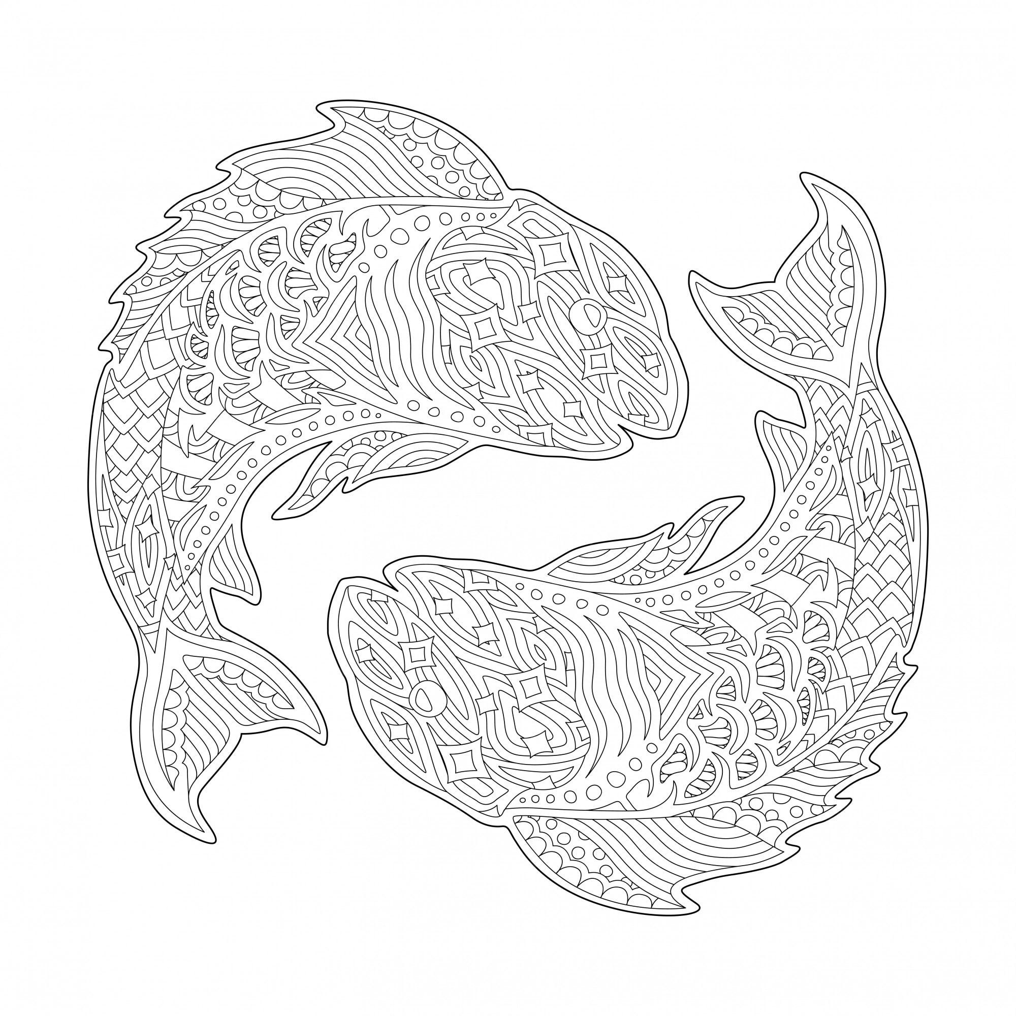 Premium vector coloring book page with zodiac sign pisces