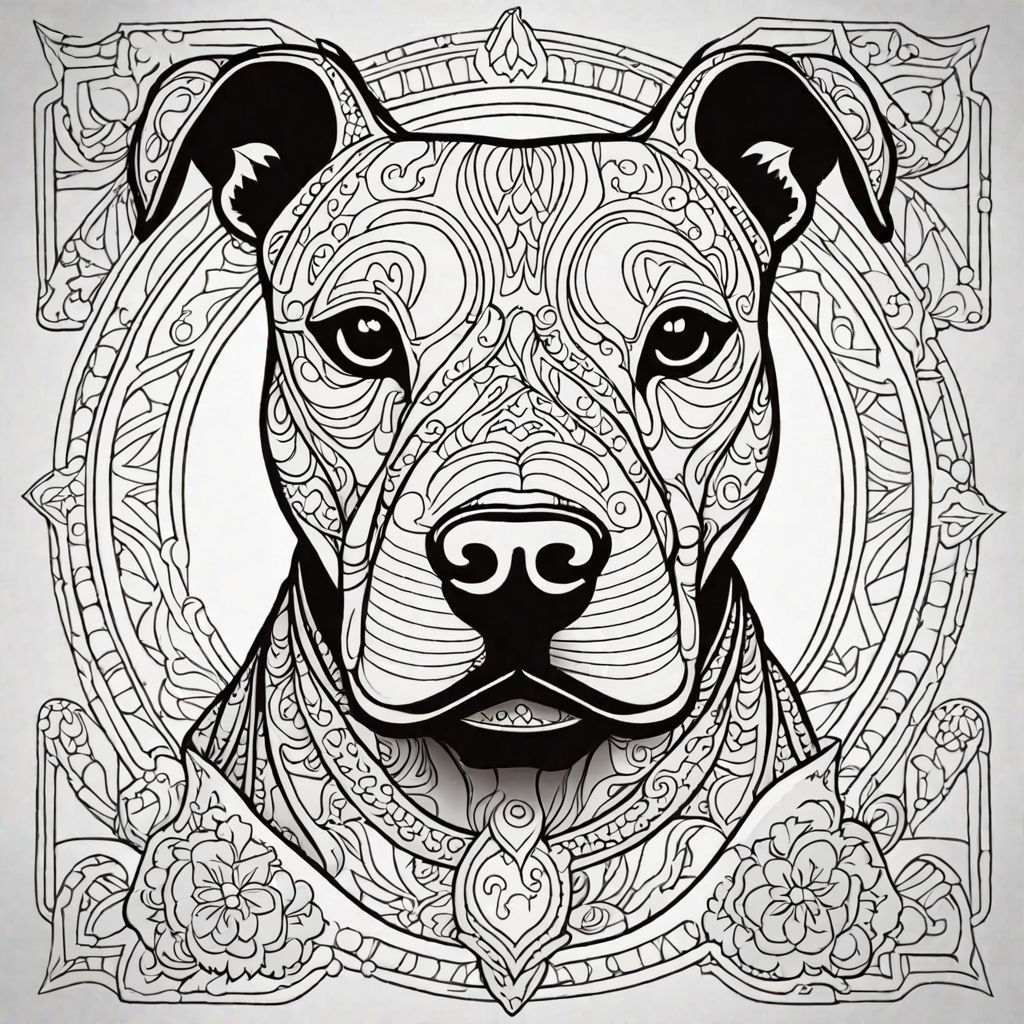 Mosaic pitbull in art nouveau style