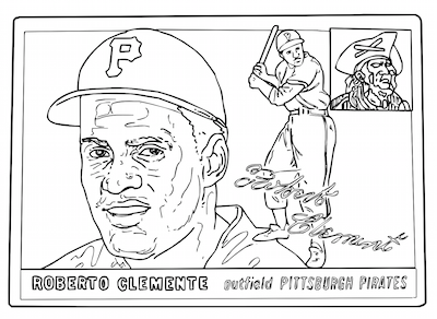 Roberto clemente united states postage stamp coloring page