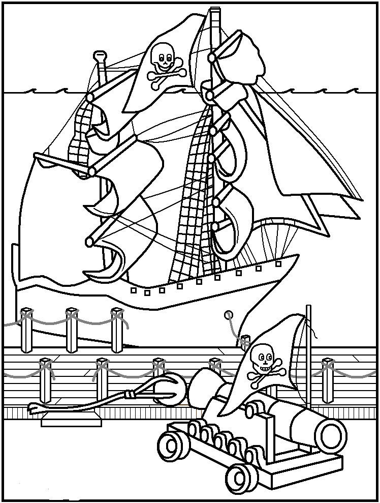 Printable pirate ship colouring