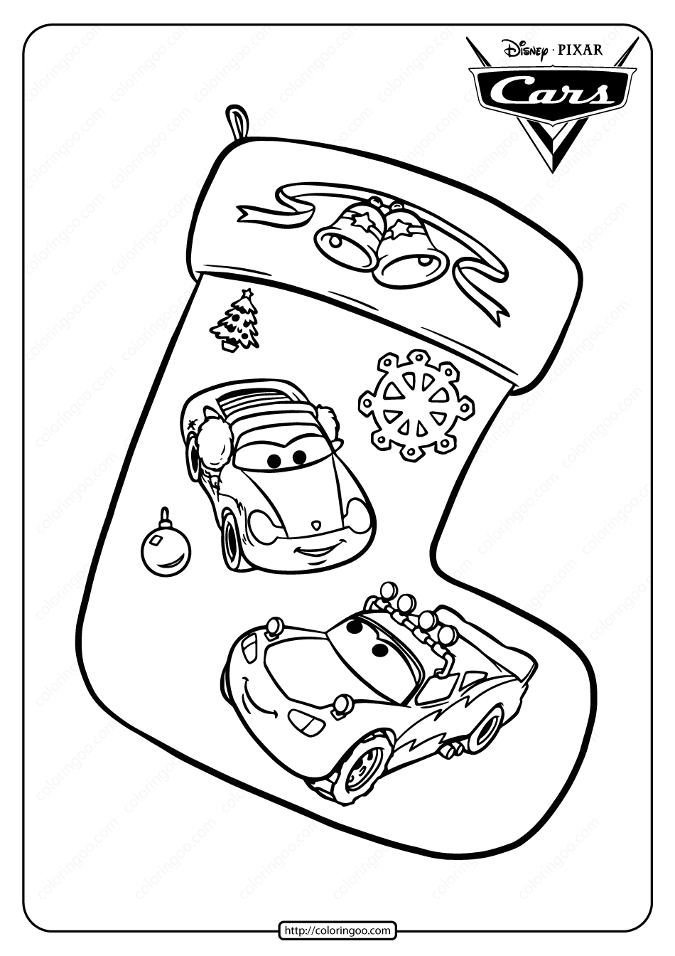 Disney cars christmas stocking coloring pages