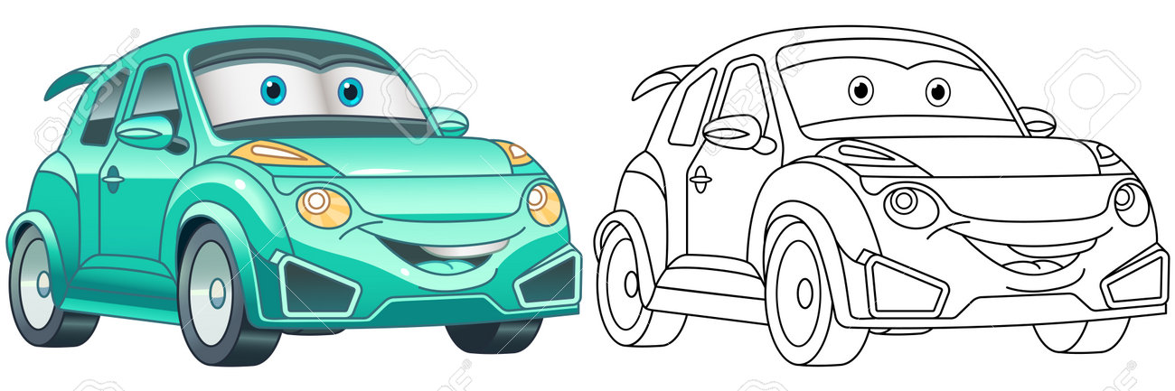 Coloring page with cars line art drawing for kids activity coloring book colorful clip art vector illustration royalty free svg cliparts vectors and stock illustration image