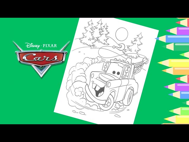 Coloring tow mater cars snow christmas coloring pages coloring with markers