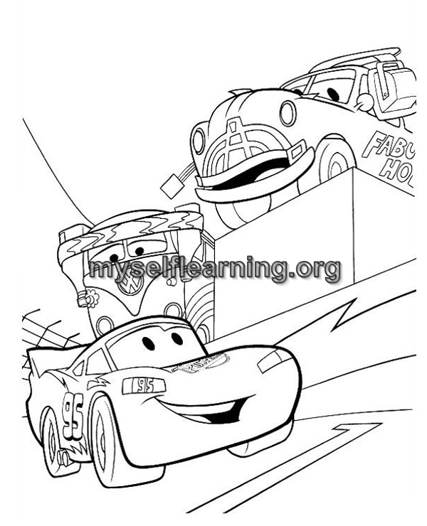 Cars cartoon coloring sheet instant download