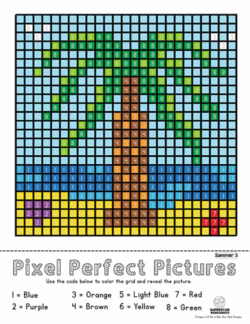 Pixel coloring pages