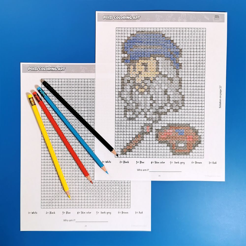 Pixel art coloring printable activity book