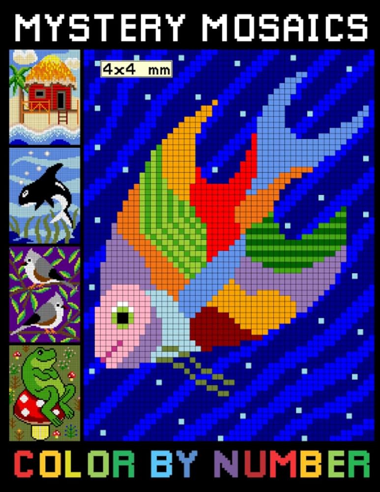 Mystery mosaics color by number large print pixel art coloring pages for relaxation stress relief gift ideas for adults and kids mosaics color by number valobasa bondu books