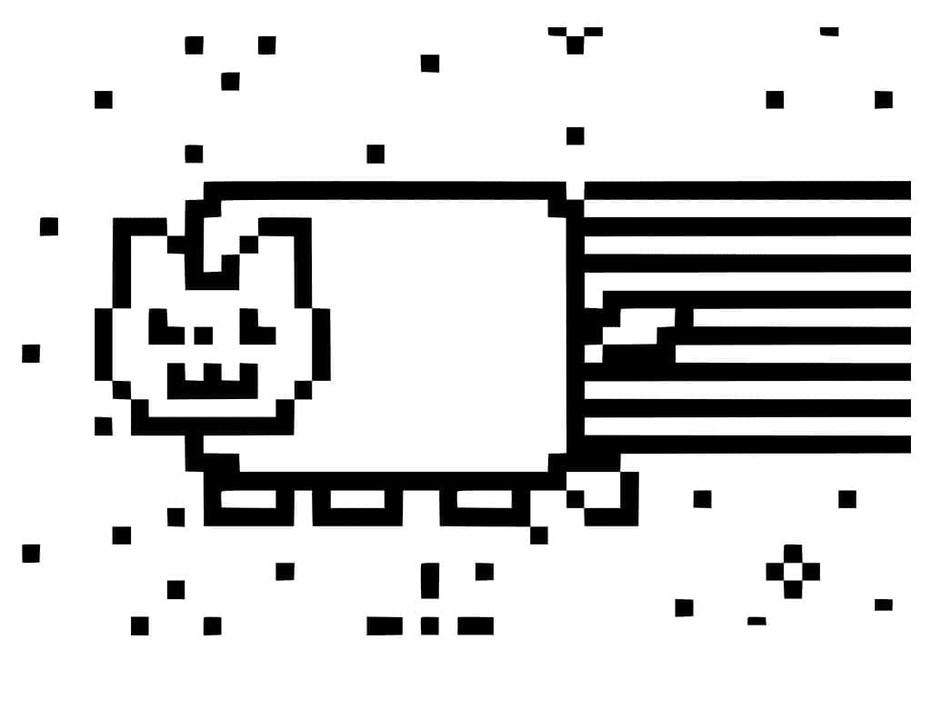 Nyan cat pixel art coloring page