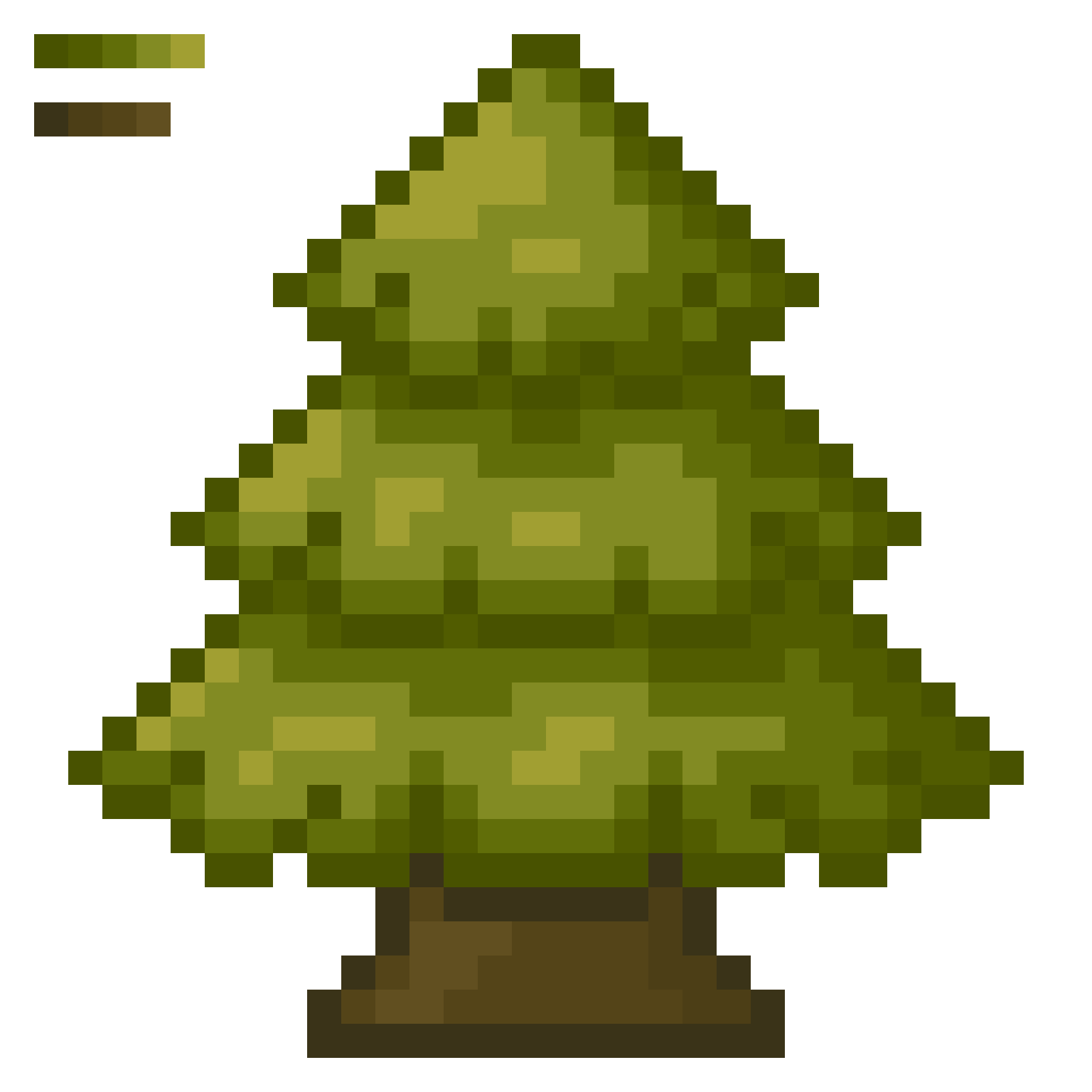 What color scheme looks best for this fir tree my first attempt at pixel art trees x rpixelart