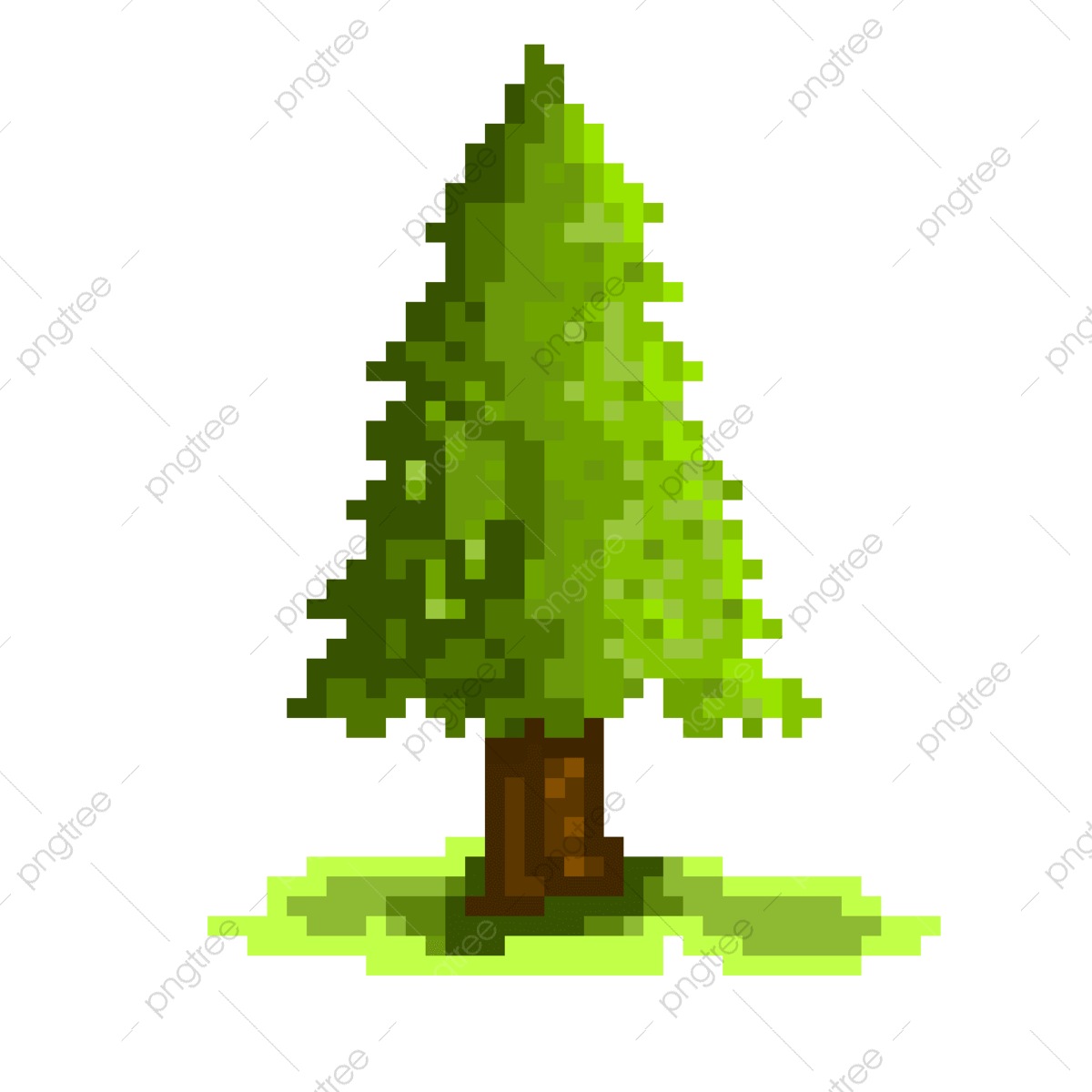 Pine tree with gradation color icon pixel art pine tree pixel art pine png transparent clipart image and psd file for free download