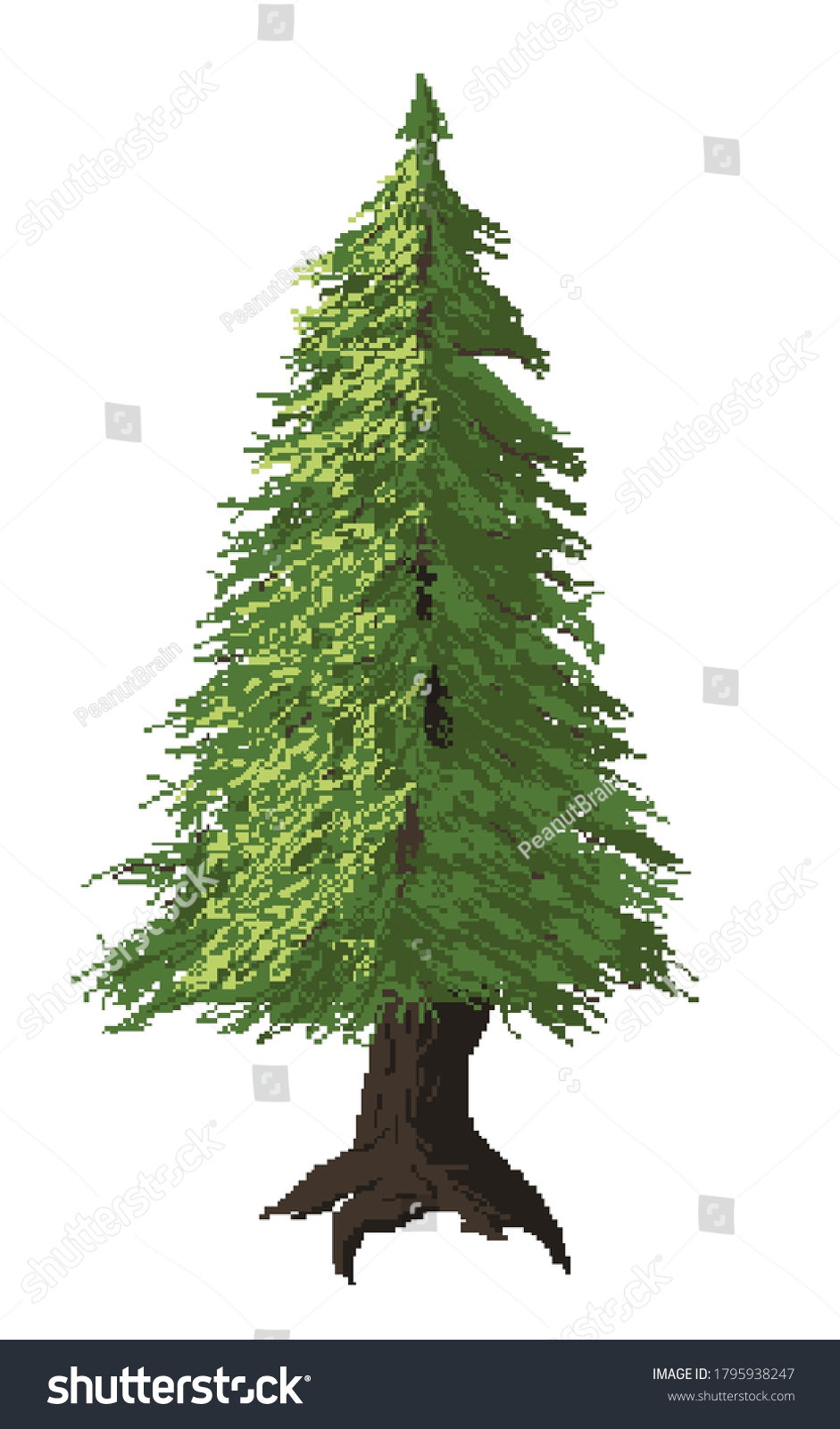 Pixel art pine tree stock illustration