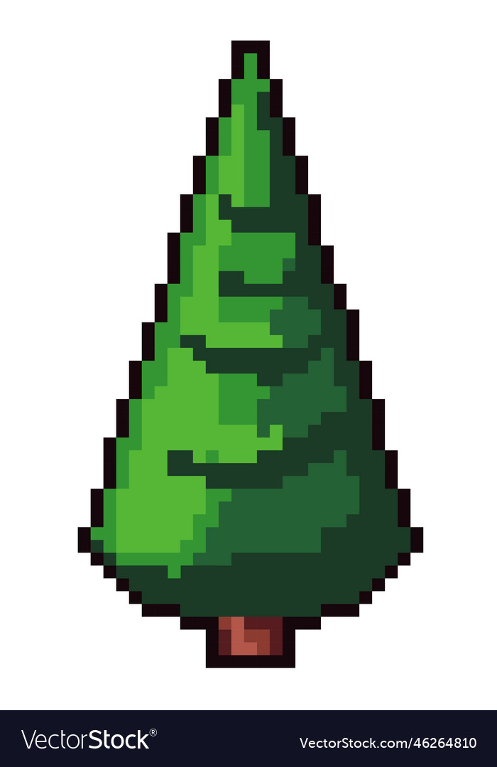 Pine tree pixel art for game design or scenery vector image