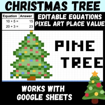 Pine christmas tree pixel art math