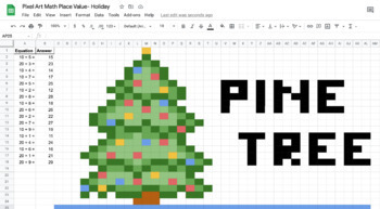 Pine christmas tree pixel art math