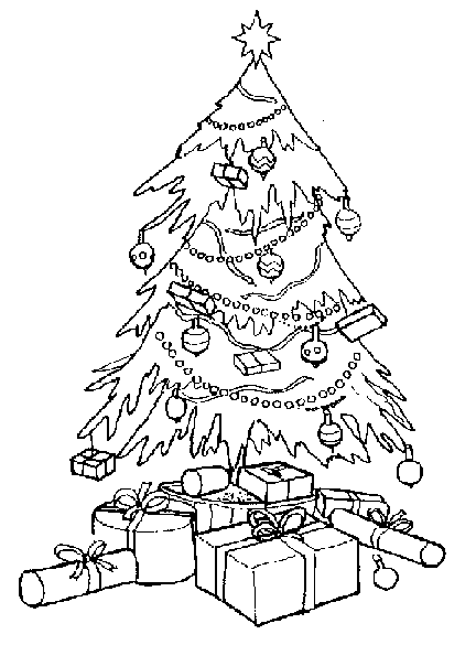 Kids under pine trees coloring pages