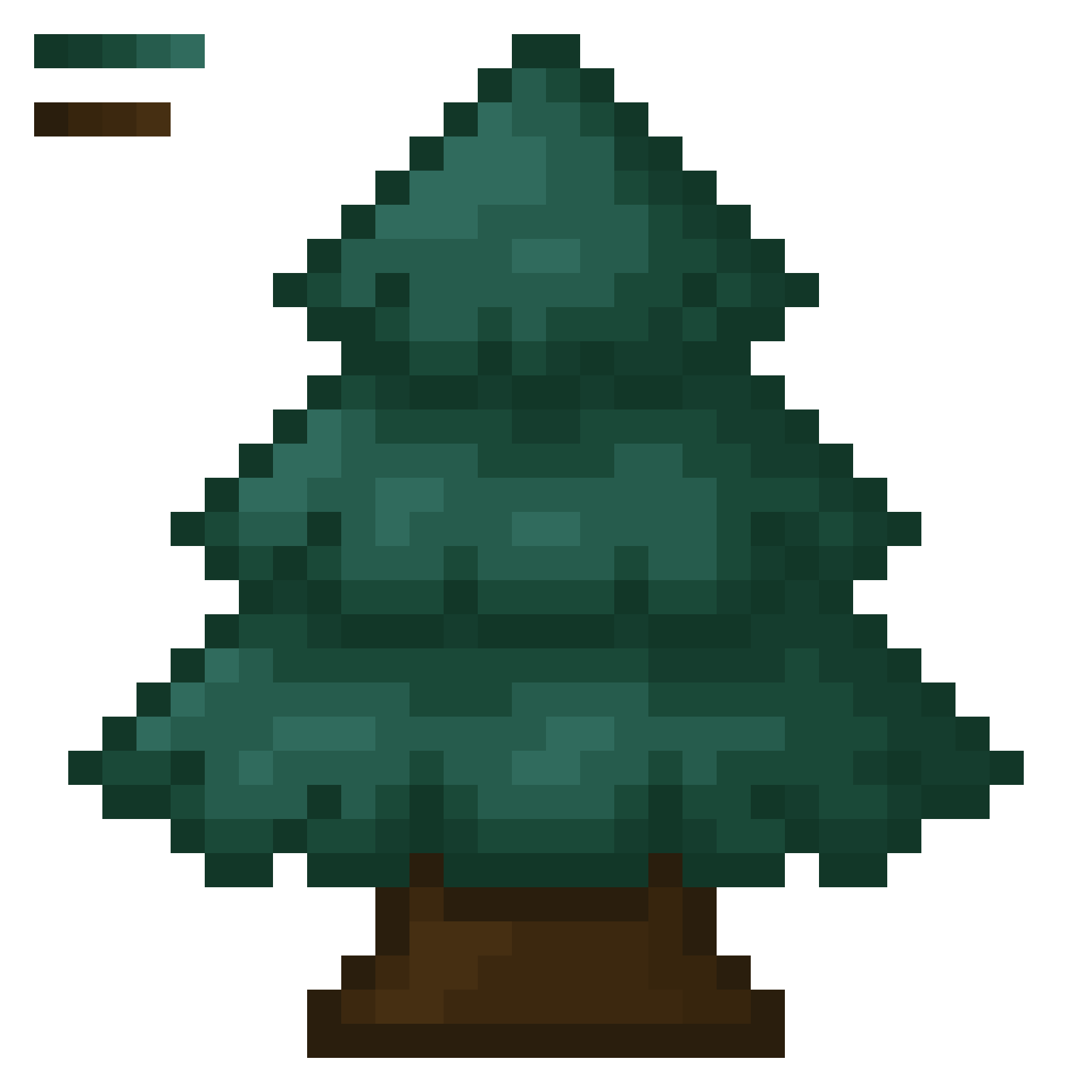 What color scheme looks best for this fir tree my first attempt at pixel art trees x rpixelart