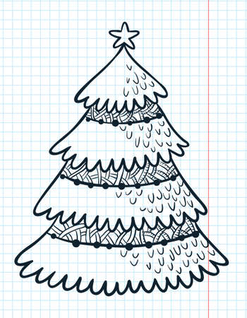 Hand drawn christmas tree stock photos and images