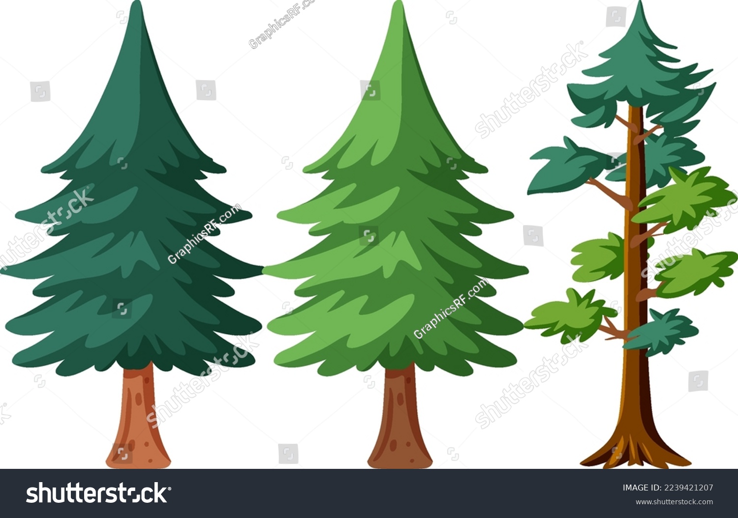 Thousand cartoon pine trees royalty