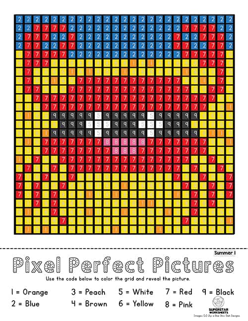 Pixel coloring pages