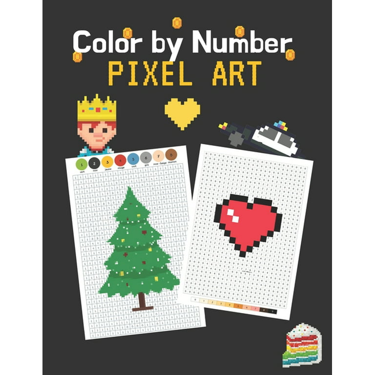 Color by number pixel art book for kids and adults