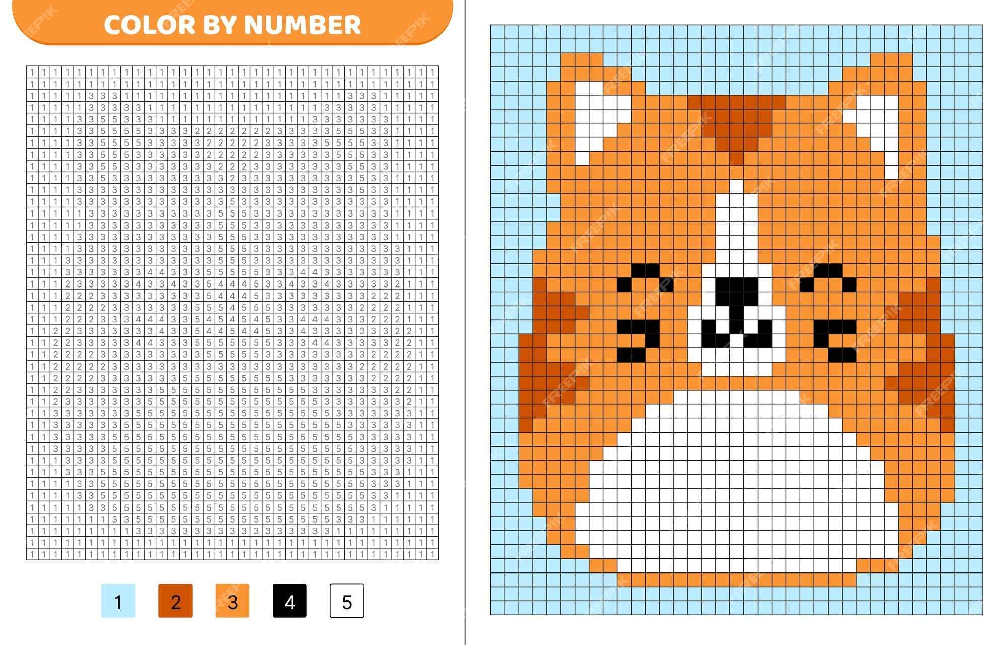 Premium vector red cat squishmallow color by number pixel coloring book numbered squares game for kids pixel art isolated vector illustration