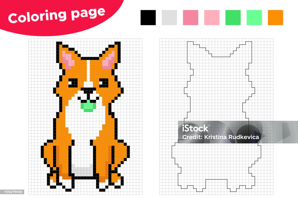 Pixel coloring page for preschool and school kids stock illustration