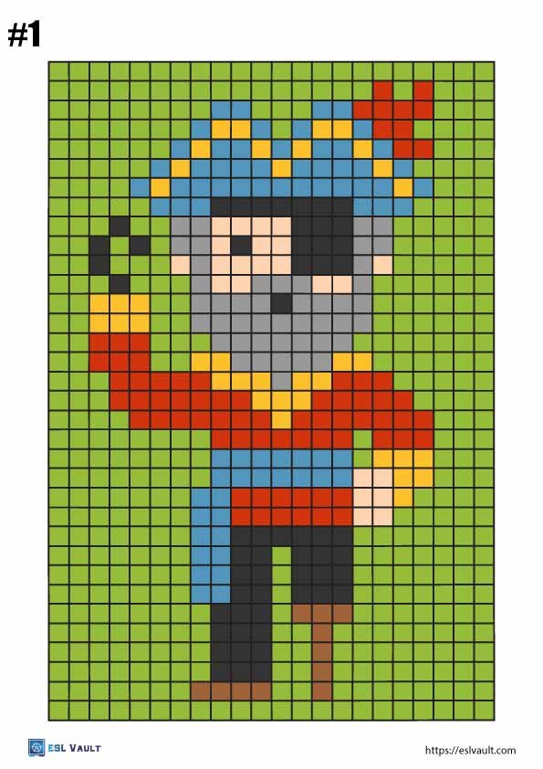 Free pixel art color by number pages pdf