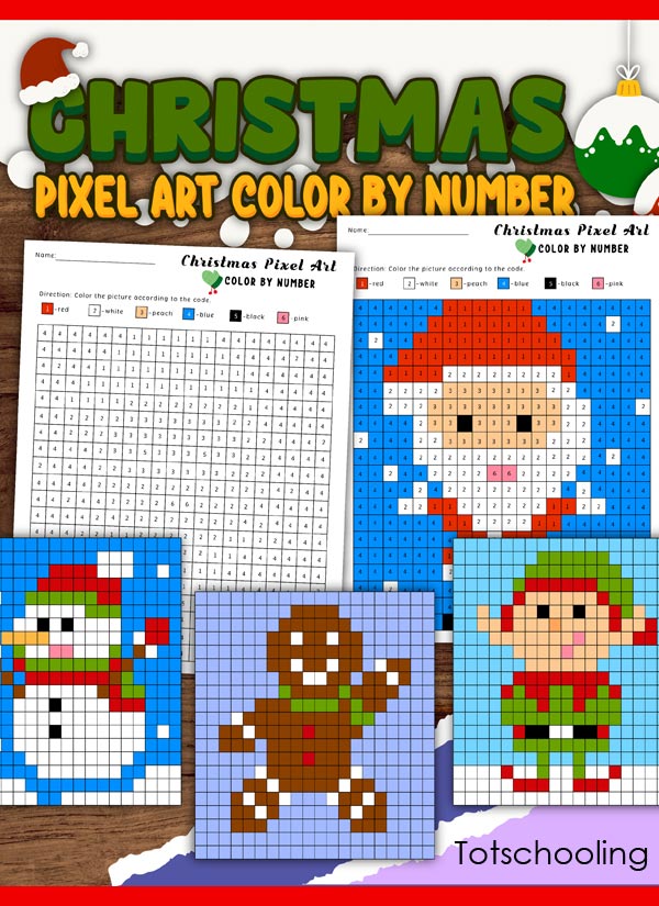 Christmas pixels color by number