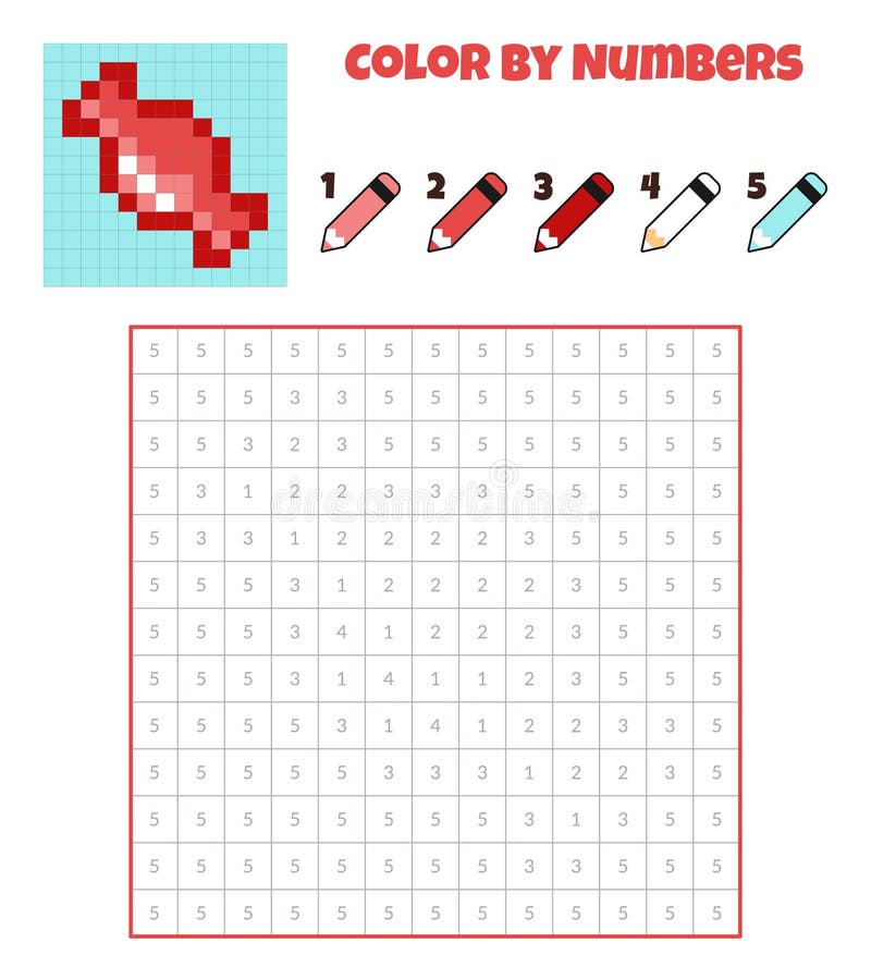 Color by numbers coloring book for kidspixel art stock vector