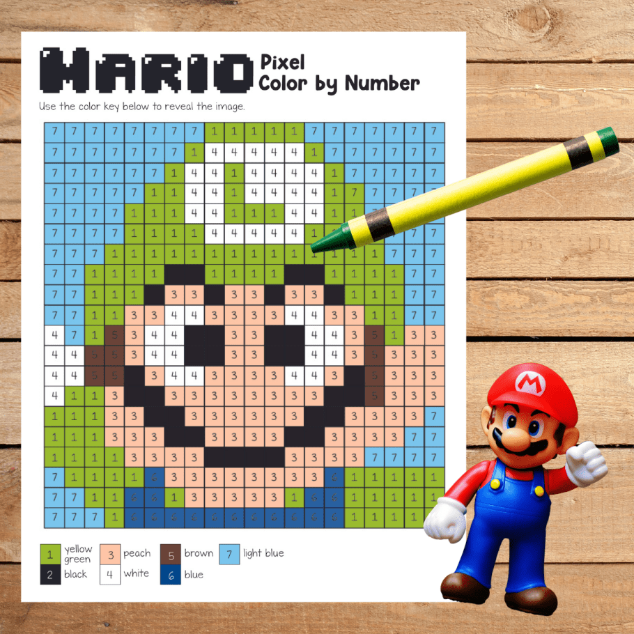 Super mario loring pages free printable pixel lor by number