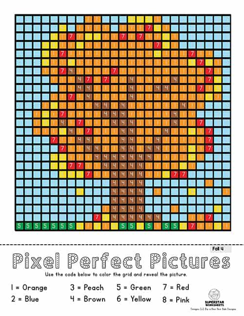 Free color by number pixel coloring pages for all seasons youll find fun mystery picture coloring pâ fall coloring pictures fall coloring pages coloring pages