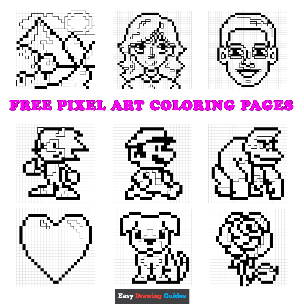 Free printable pixel art coloring pages for kids