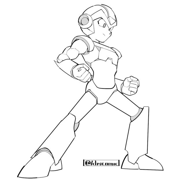 I drew megaman trying to make it like pixel art but in the end it was very different haha rmegaman