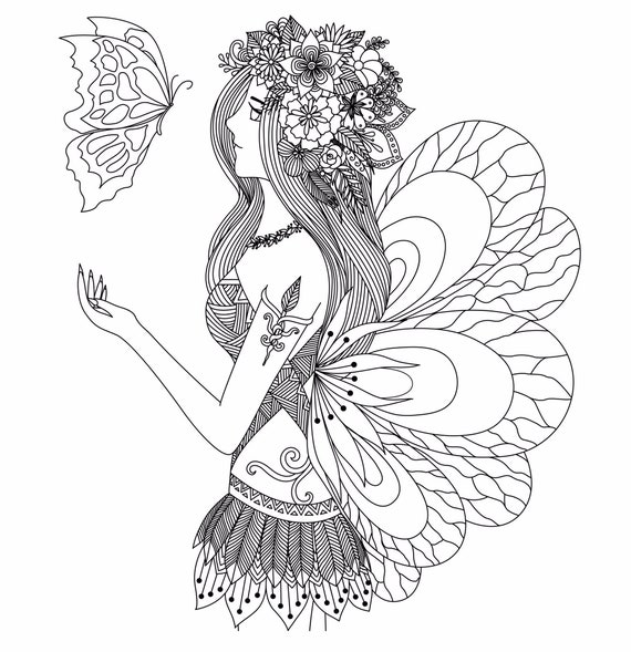 Fairy coloring page pixie coloring sheet fairy tale coloring book page printable coloring sheet download now