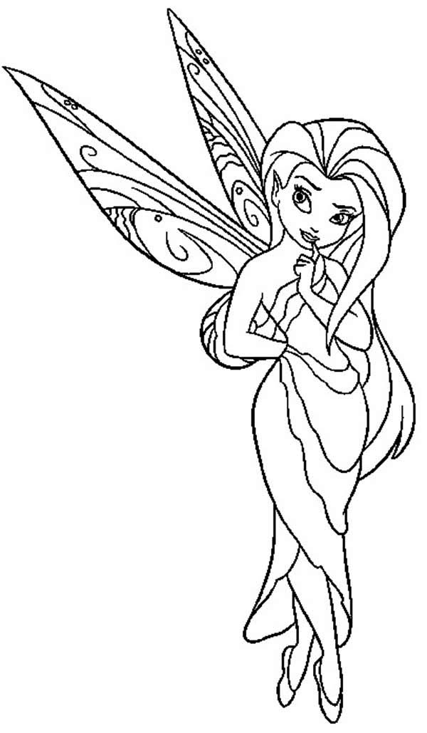 Beautiful disney fairy rosetta in pixie coloring page