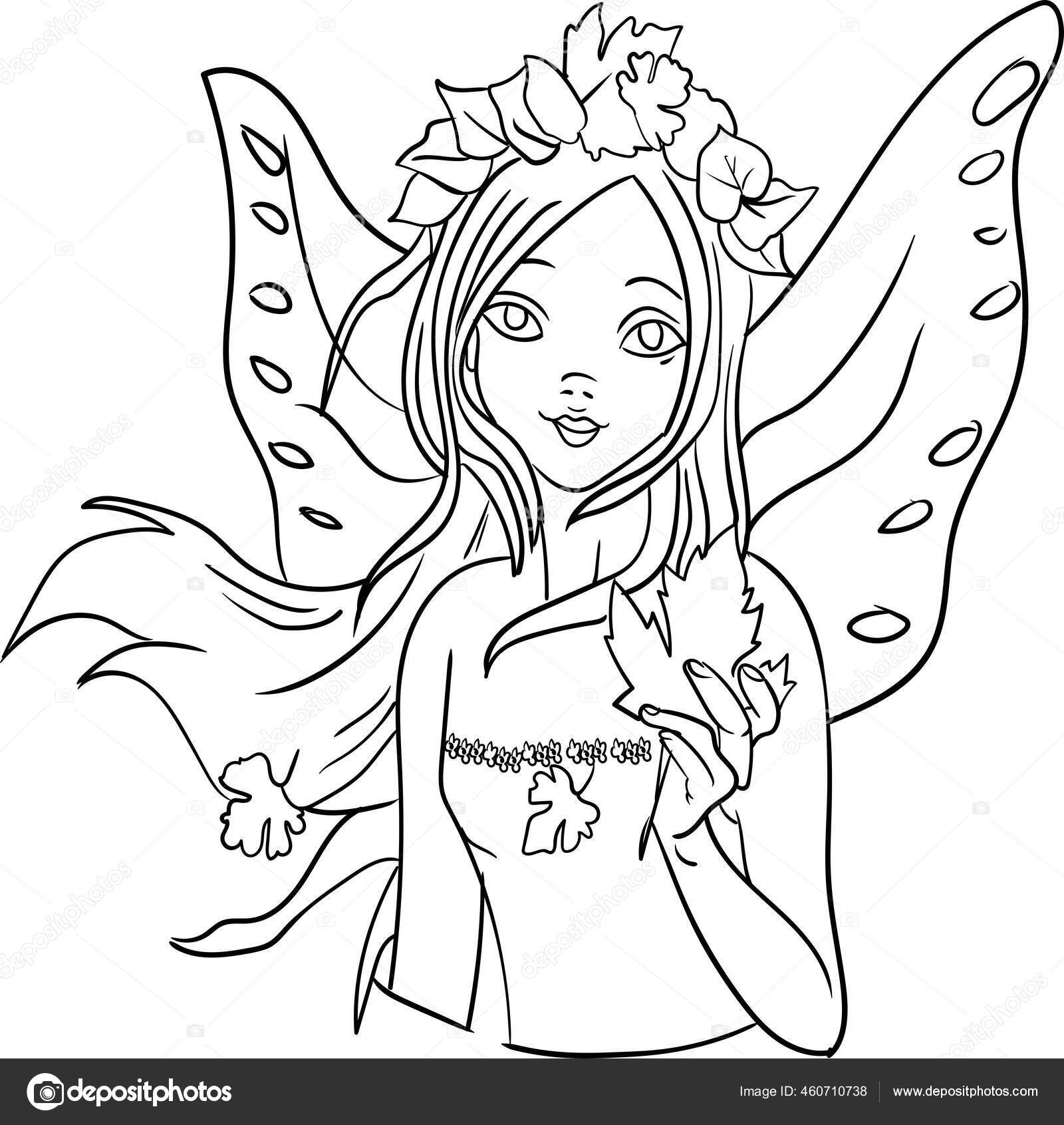 Coloring book kid fairytale series fairy pixie stock illustration by positfid